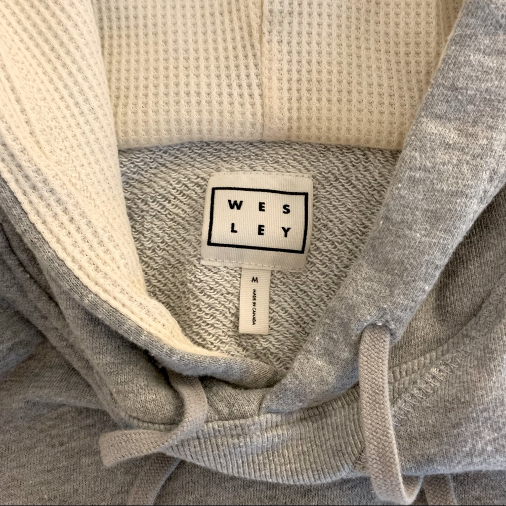 WSLY Classic Hoodie Crop Grey/white sleeves M